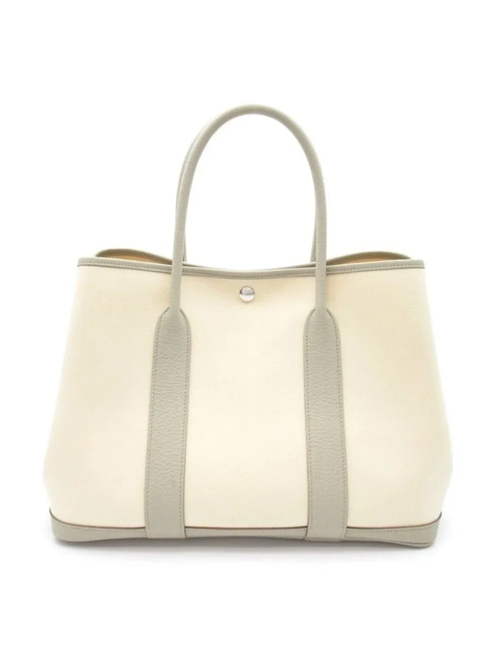 Hermes Garden Party 36 Toile Officiere Negonda Handbag Pearl Gray